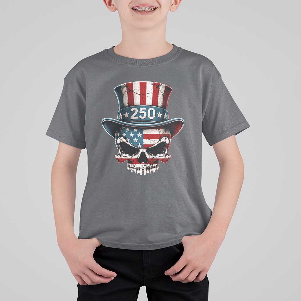 American Flag Skull Patriotic Pride T Shirt For Kid USA 250 Anniversary