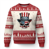 American Flag Skull Patriotic Pride Ugly Christmas Sweater USA 250 Anniversary