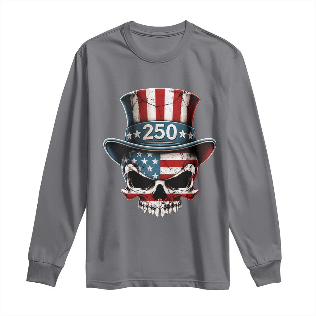 American Flag Skull Patriotic Pride Long Sleeve Shirt USA 250 Anniversary