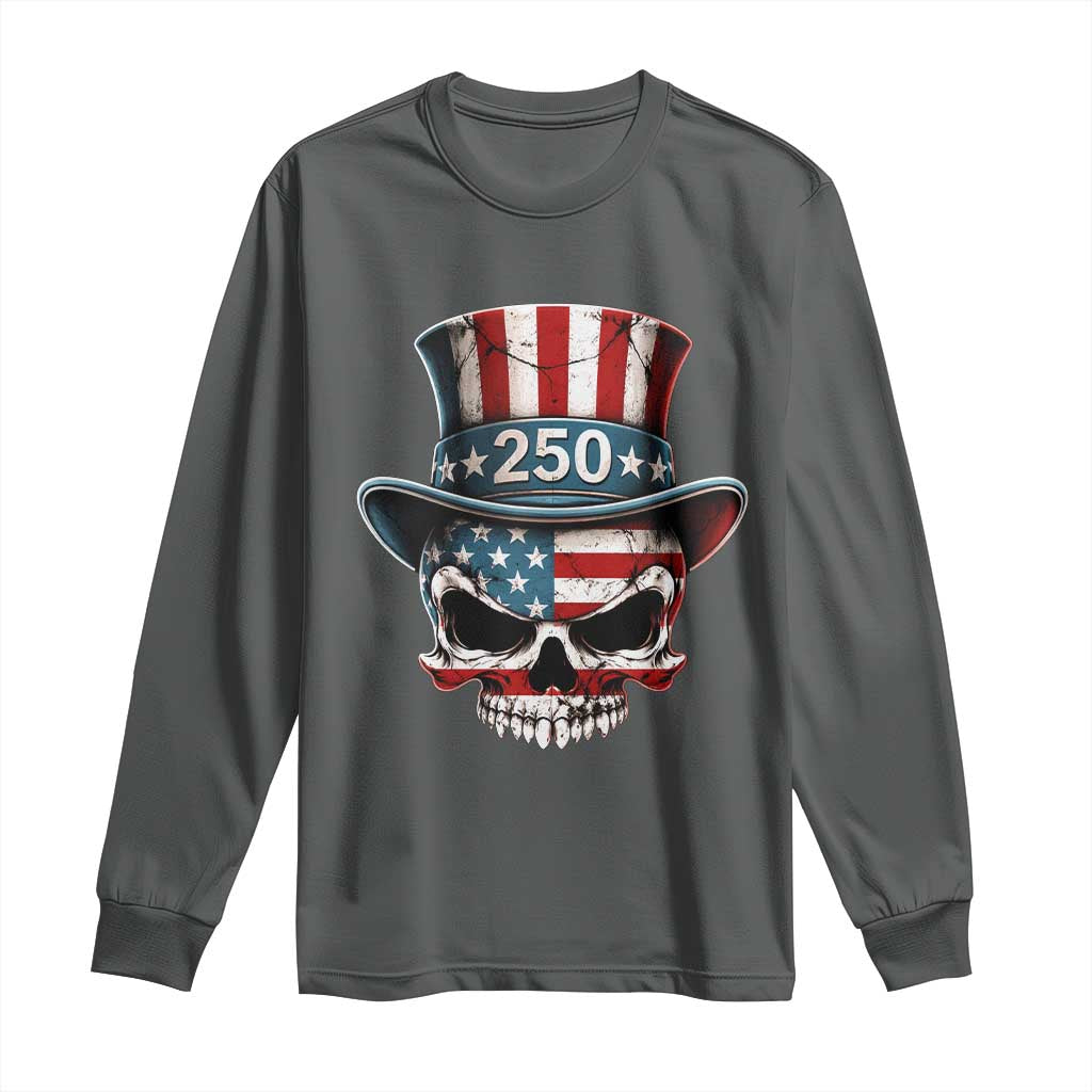 American Flag Skull Patriotic Pride Long Sleeve Shirt USA 250 Anniversary