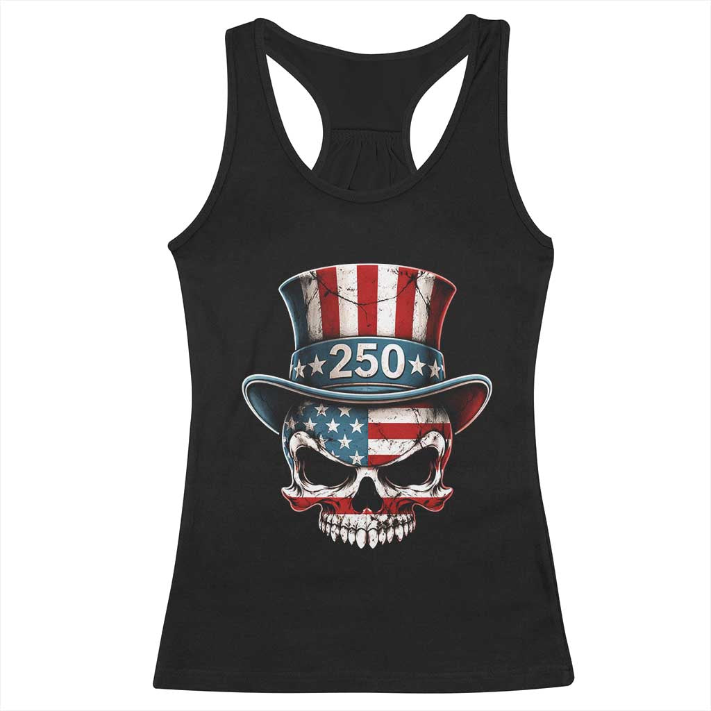 American Flag Skull Patriotic Pride Racerback Tank Top USA 250 Anniversary