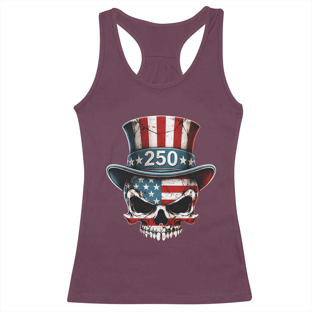 American Flag Skull Patriotic Pride Racerback Tank Top USA 250 Anniversary