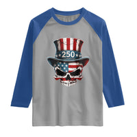 American Flag Skull Patriotic Pride Raglan Shirt USA 250 Anniversary