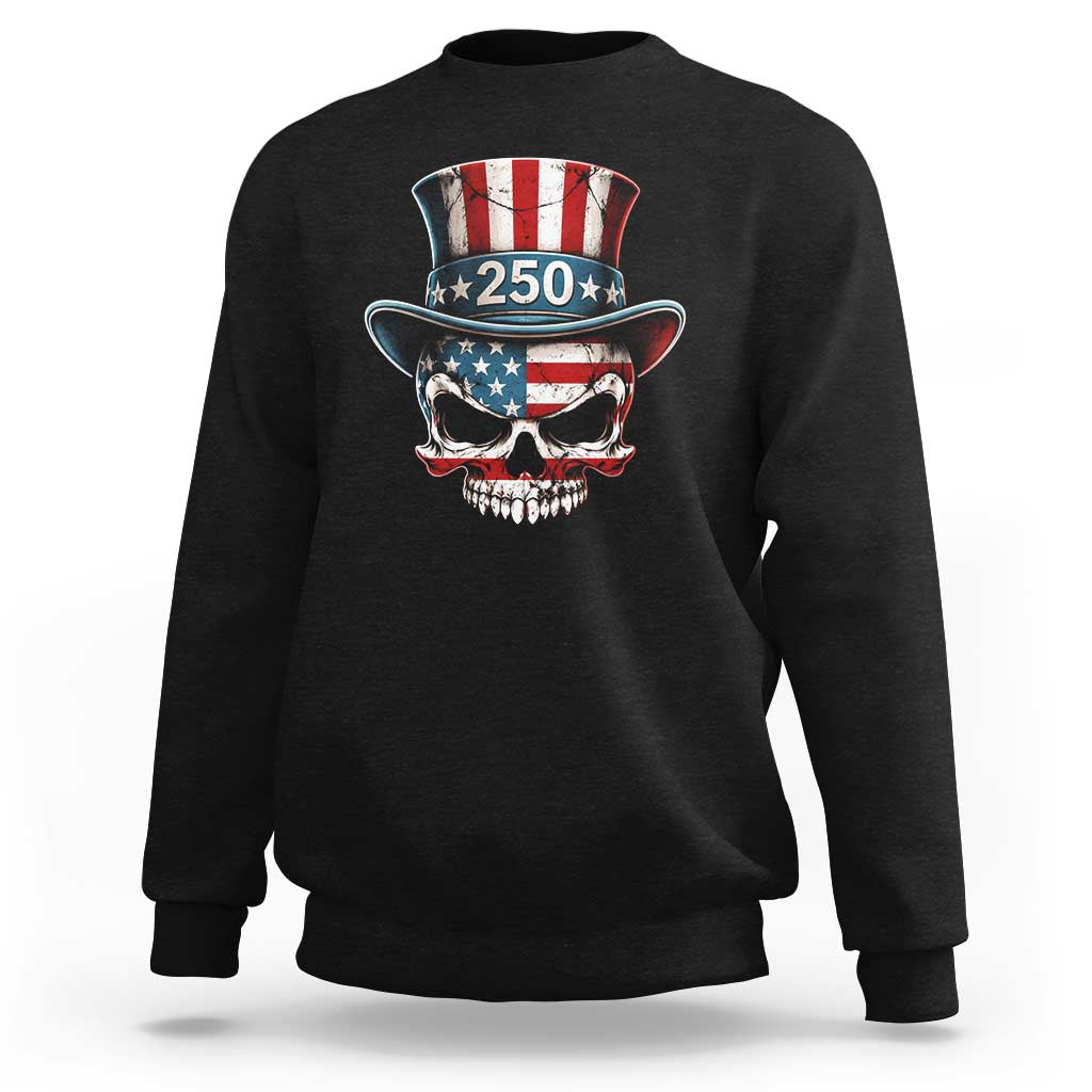 American Flag Skull Patriotic Pride Sweatshirt USA 250 Anniversary