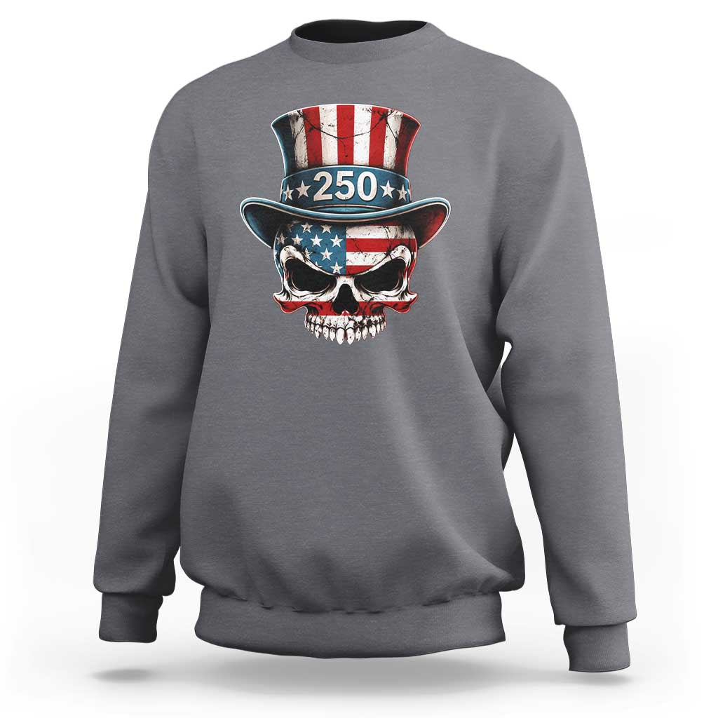 American Flag Skull Patriotic Pride Sweatshirt USA 250 Anniversary