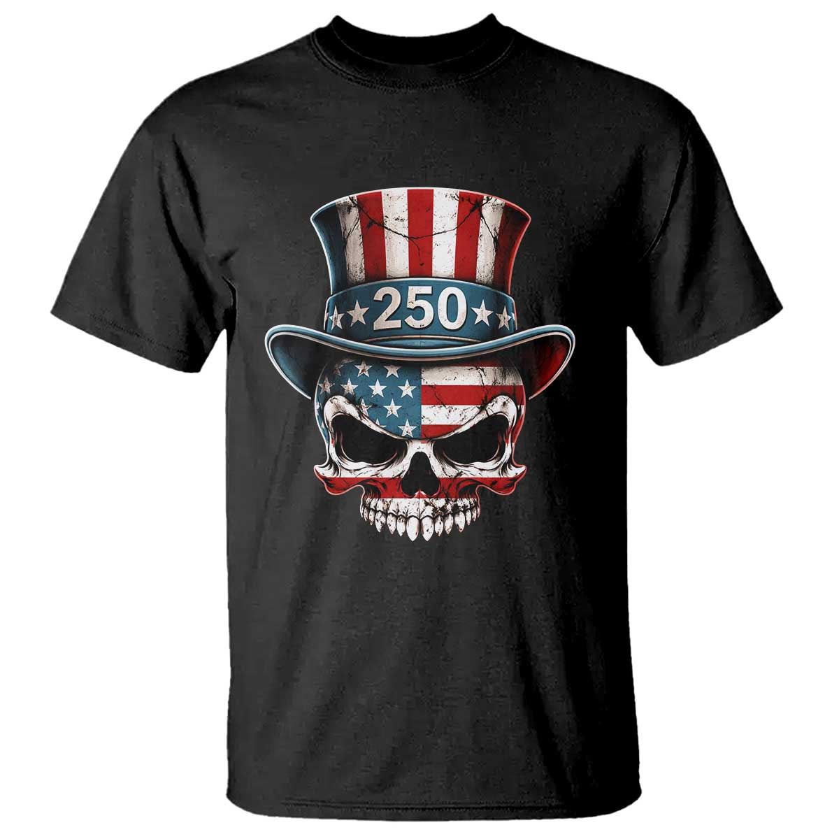 American Flag Skull Patriotic Pride T Shirt USA 250 Anniversary