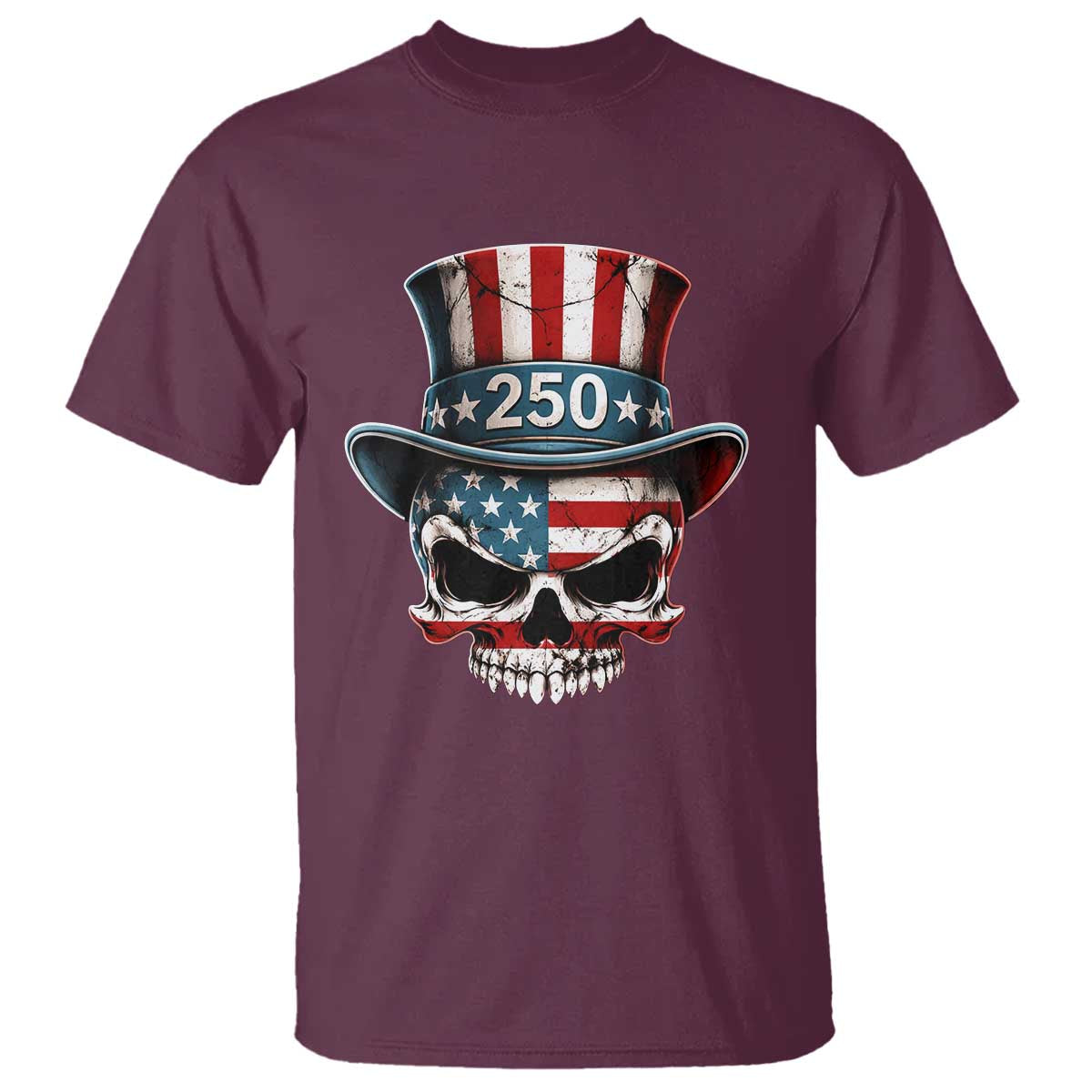 American Flag Skull Patriotic Pride T Shirt USA 250 Anniversary