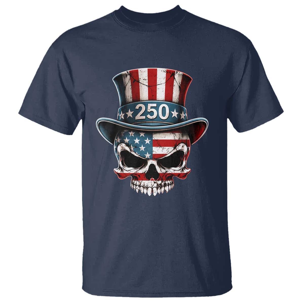 American Flag Skull Patriotic Pride T Shirt USA 250 Anniversary