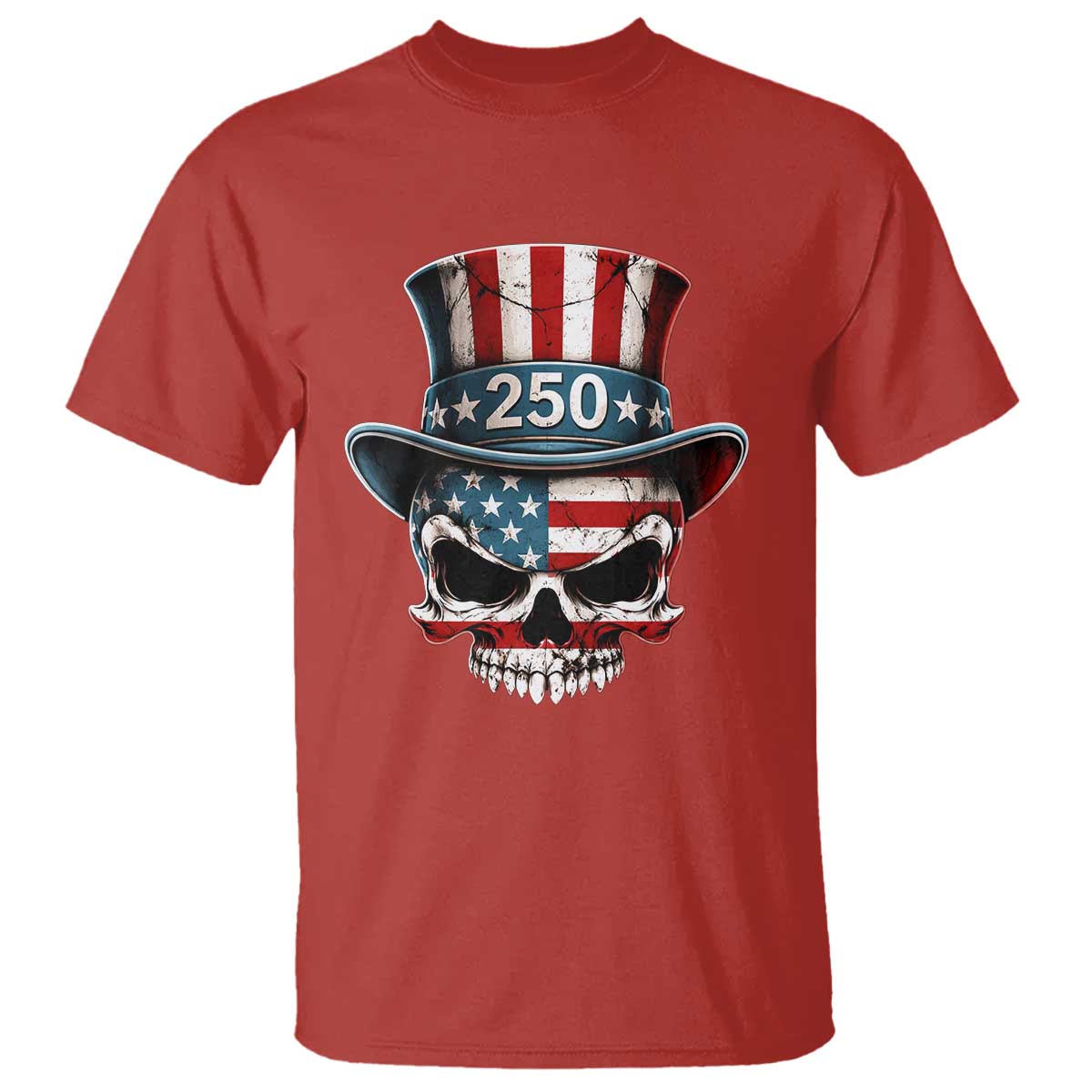 American Flag Skull Patriotic Pride T Shirt USA 250 Anniversary