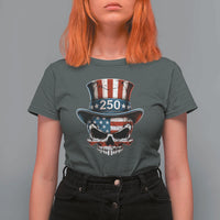American Flag Skull Patriotic Pride T Shirt For Women USA 250 Anniversary