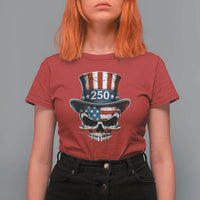 American Flag Skull Patriotic Pride T Shirt For Women USA 250 Anniversary