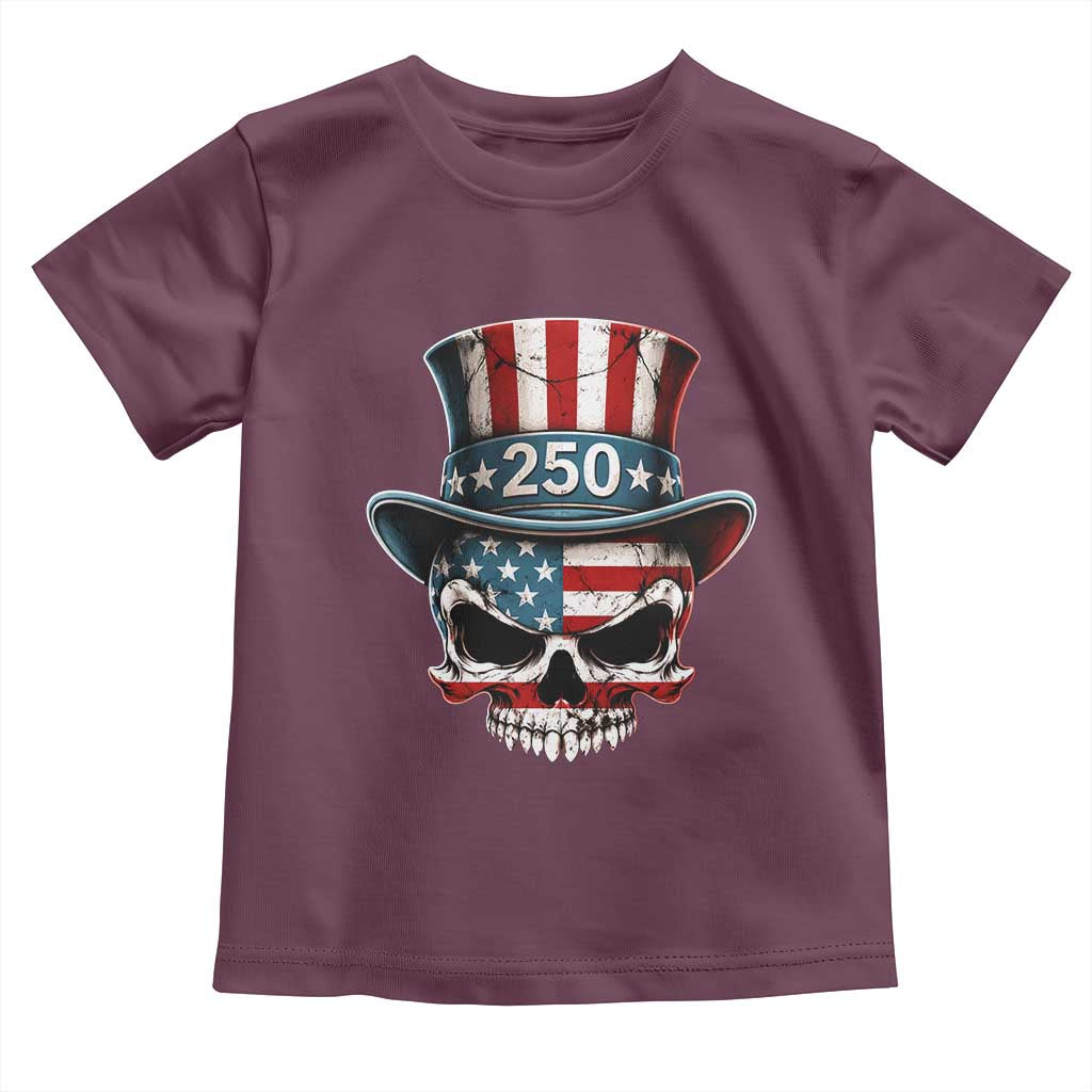 American Flag Skull Patriotic Pride Toddler T Shirt USA 250 Anniversary