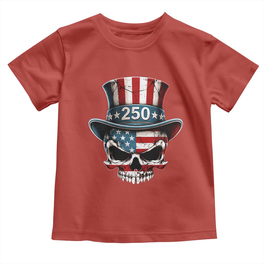 American Flag Skull Patriotic Pride Toddler T Shirt USA 250 Anniversary