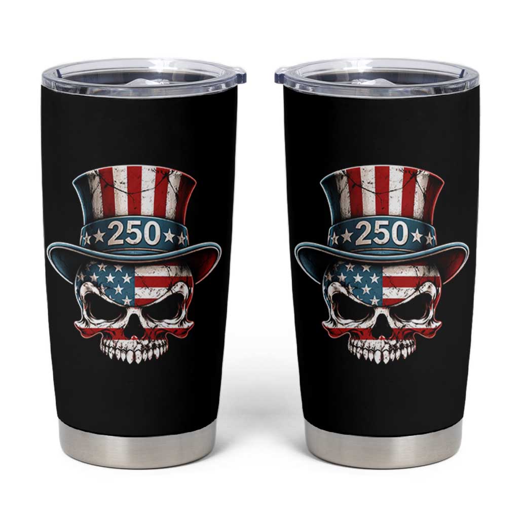 American Flag Skull Patriotic Pride Tumbler Cup USA 250 Anniversary