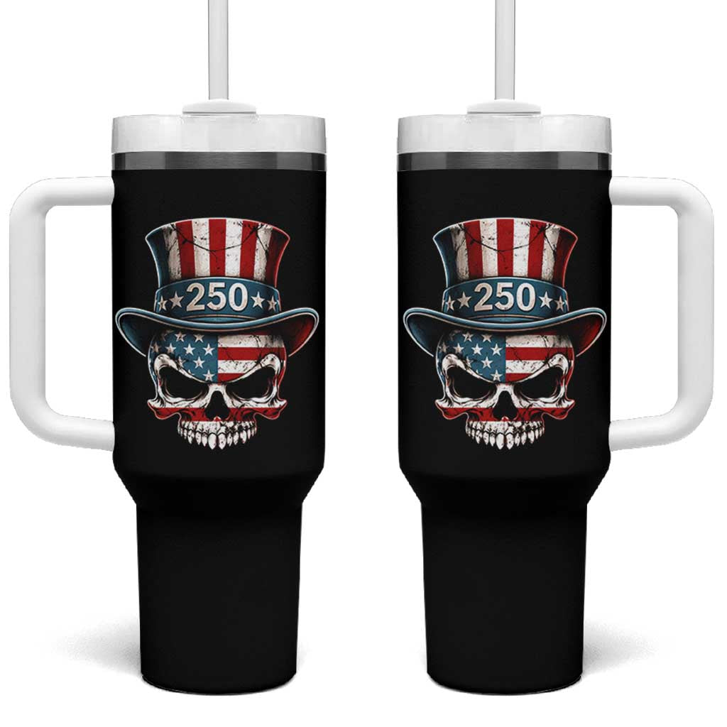 American Flag Skull Patriotic Pride Tumbler With Handle USA 250 Anniversary