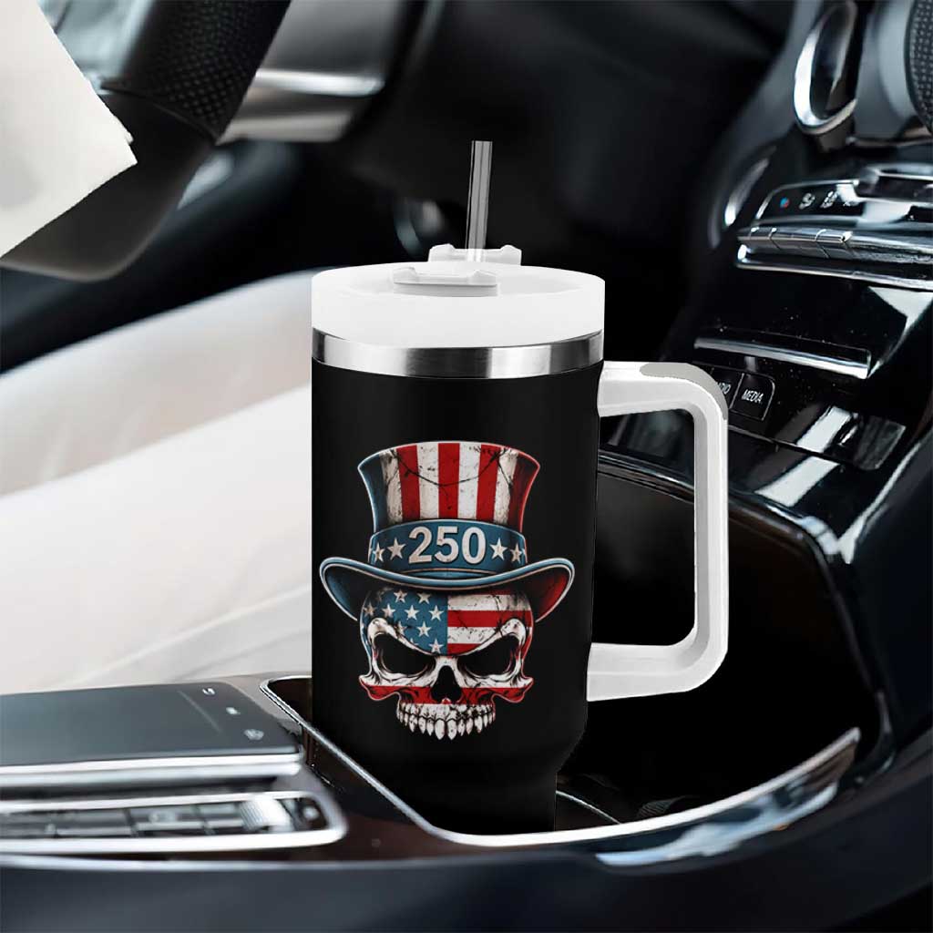 American Flag Skull Patriotic Pride Tumbler With Handle USA 250 Anniversary