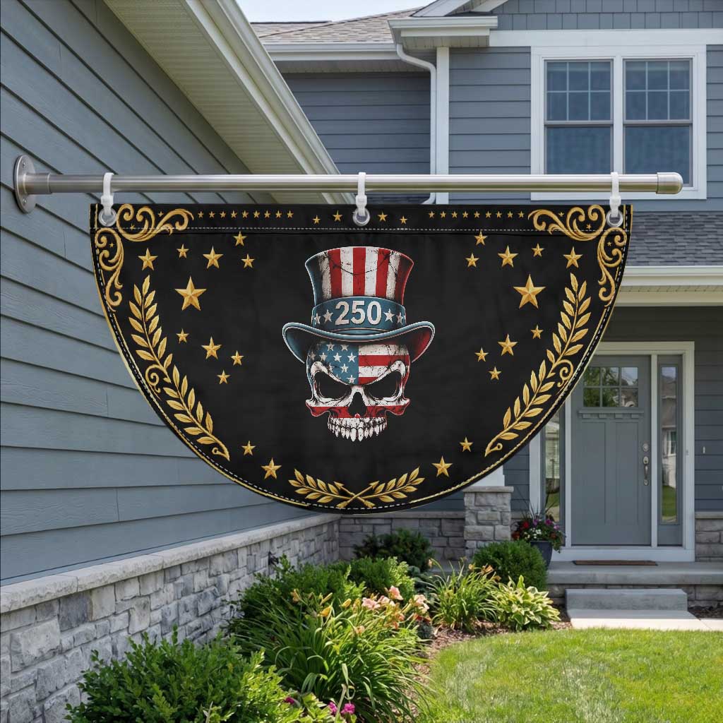 American Flag Spooky Skull Patriotic Fan Flag USA 250 Anniversary