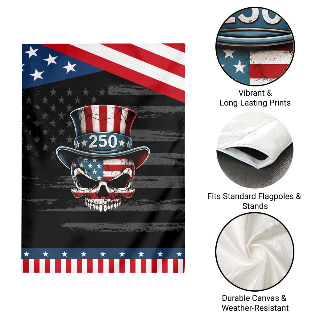 American Flag Skull Patriotic Pride Garden Flag USA 250 Anniversary