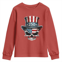 American Flag Skull Patriotic Pride Youth Sweatshirt USA 250 Anniversary