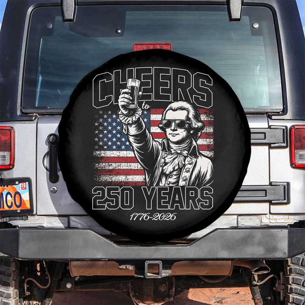 Patriotic Thomas Jefferson Spare Tire Cover Cheers To 250 Years