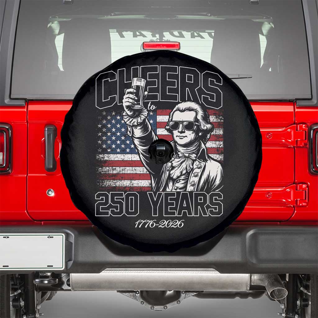 Patriotic Thomas Jefferson Spare Tire Cover Cheers To 250 Years