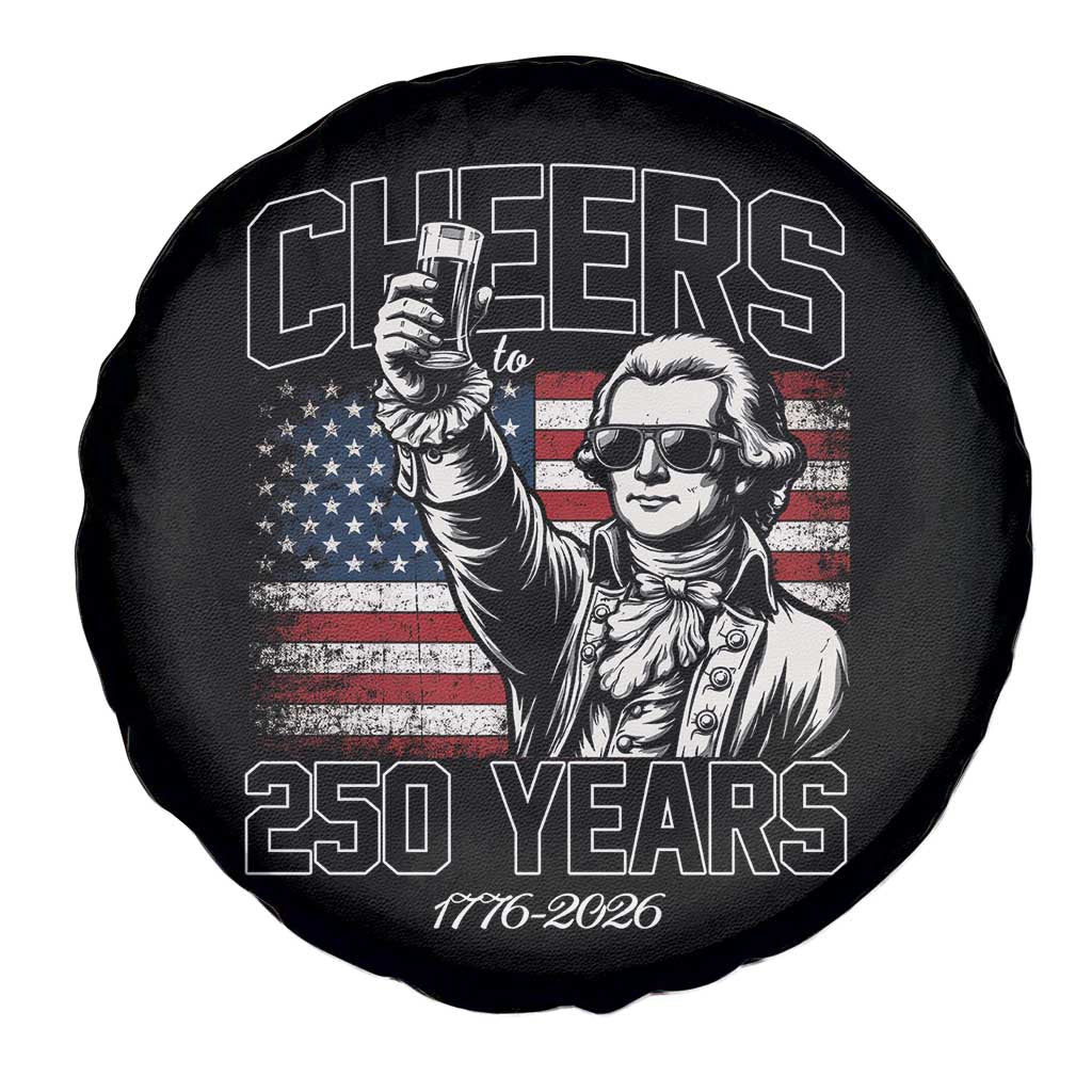 Patriotic Thomas Jefferson Spare Tire Cover Cheers To 250 Years
