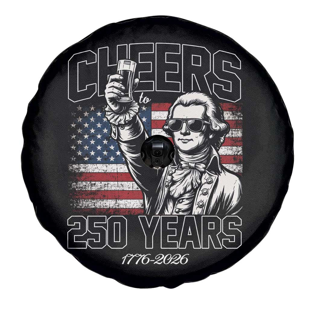 Patriotic Thomas Jefferson Spare Tire Cover Cheers To 250 Years