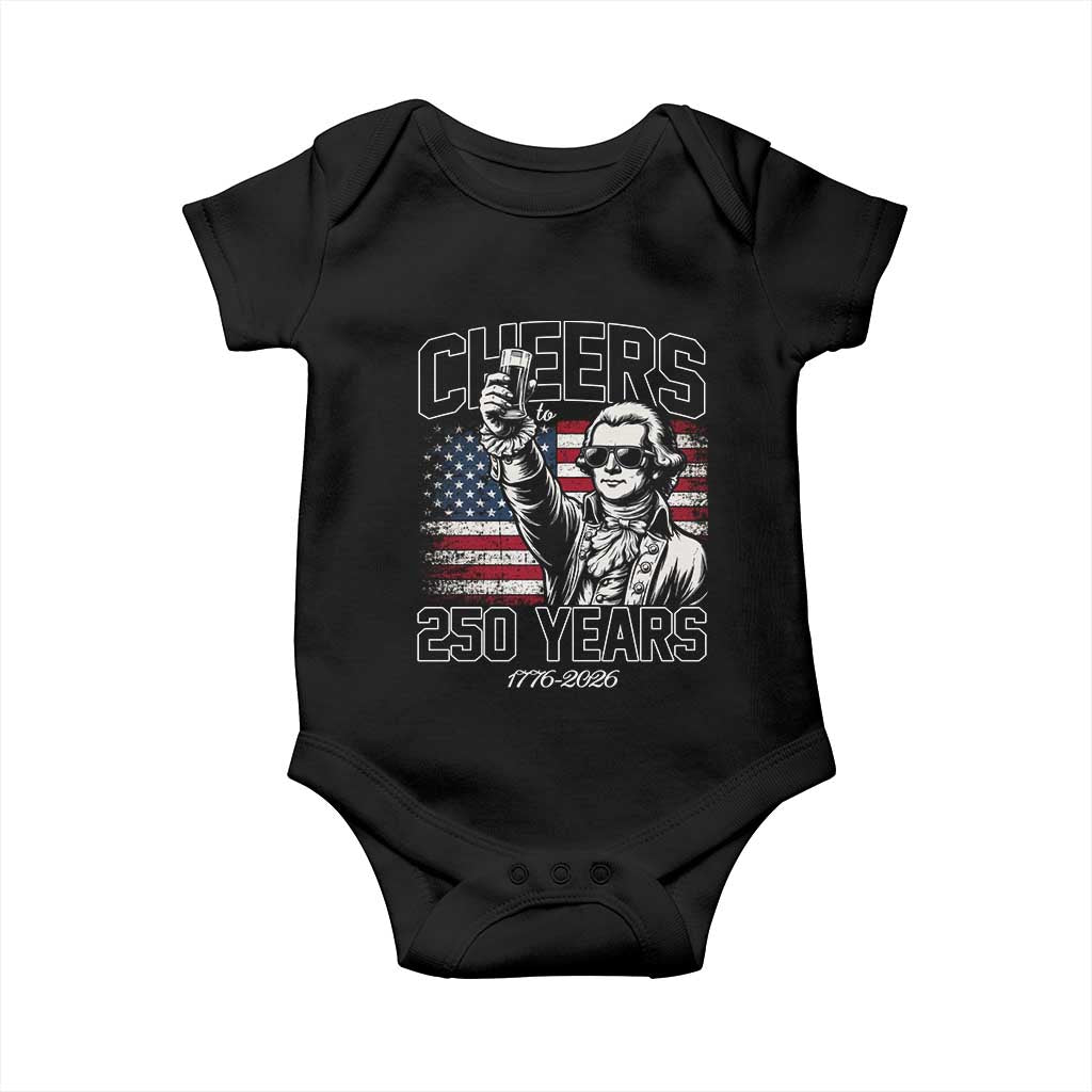 Patriotic Thomas Jefferson Baby Onesie Cheers To 250 Years