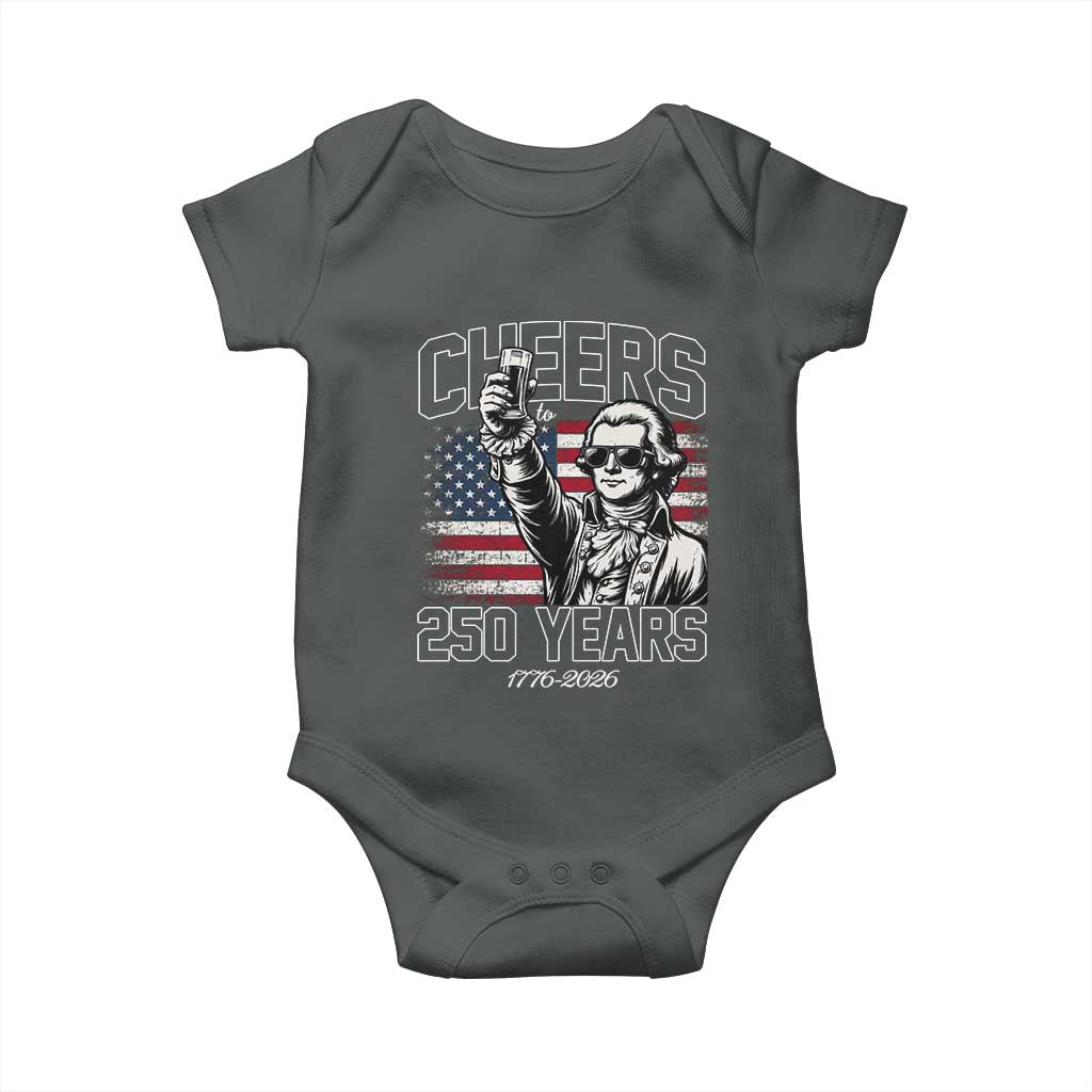 Patriotic Thomas Jefferson Baby Onesie Cheers To 250 Years