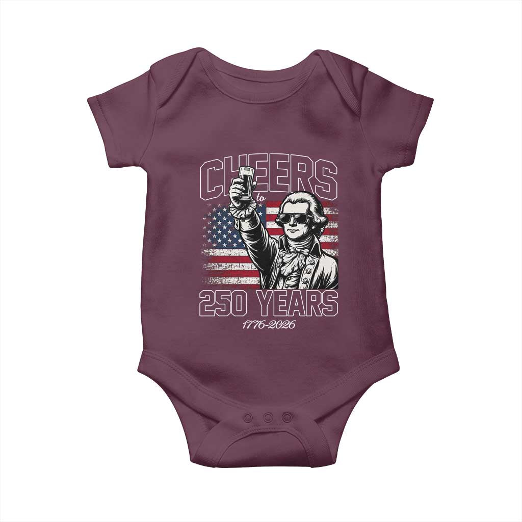 Patriotic Thomas Jefferson Baby Onesie Cheers To 250 Years