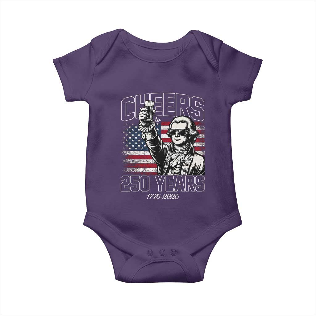 Patriotic Thomas Jefferson Baby Onesie Cheers To 250 Years