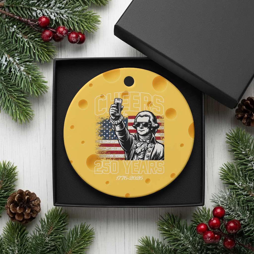 Patriotic Thomas Jefferson Ceramic Ornament Cheers To 250 Years