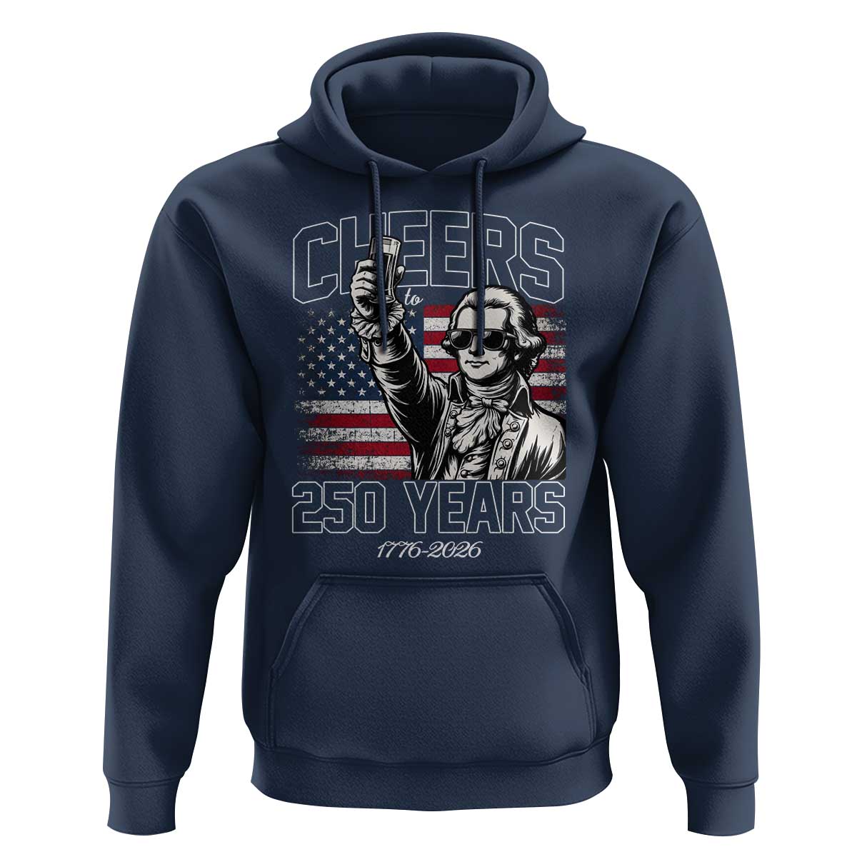 Patriotic Thomas Jefferson Hoodie Cheers To 250 Years