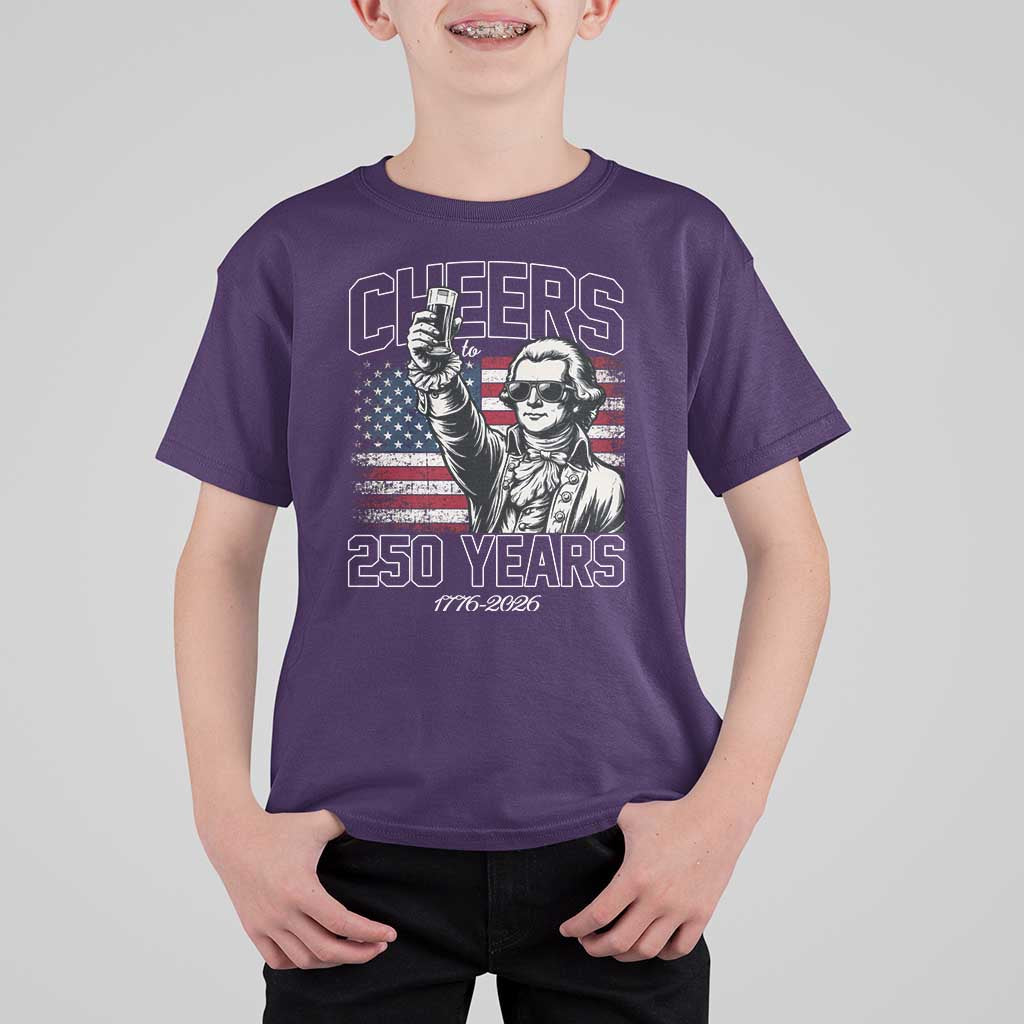 Patriotic Thomas Jefferson T Shirt For Kid Cheers To 250 Years