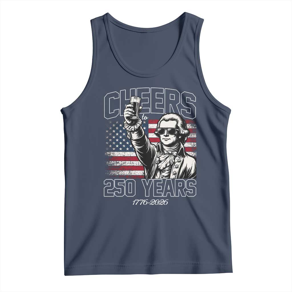 Patriotic Thomas Jefferson Tank Top Cheers To 250 Years