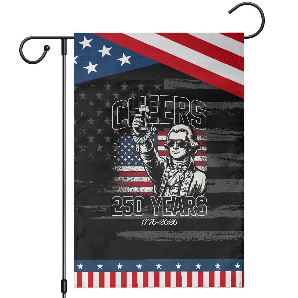 Patriotic Thomas Jefferson Garden Flag Cheers To 250 Years