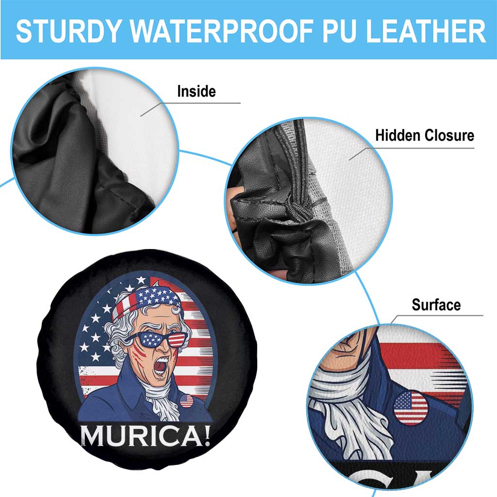 Funny Murica Thomas Jefferson Spare Tire Cover Founding Father Gift