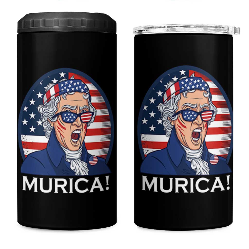 Funny Murica Thomas Jefferson 4 in 1 Can Cooler Tumbler Founding Father Gift
