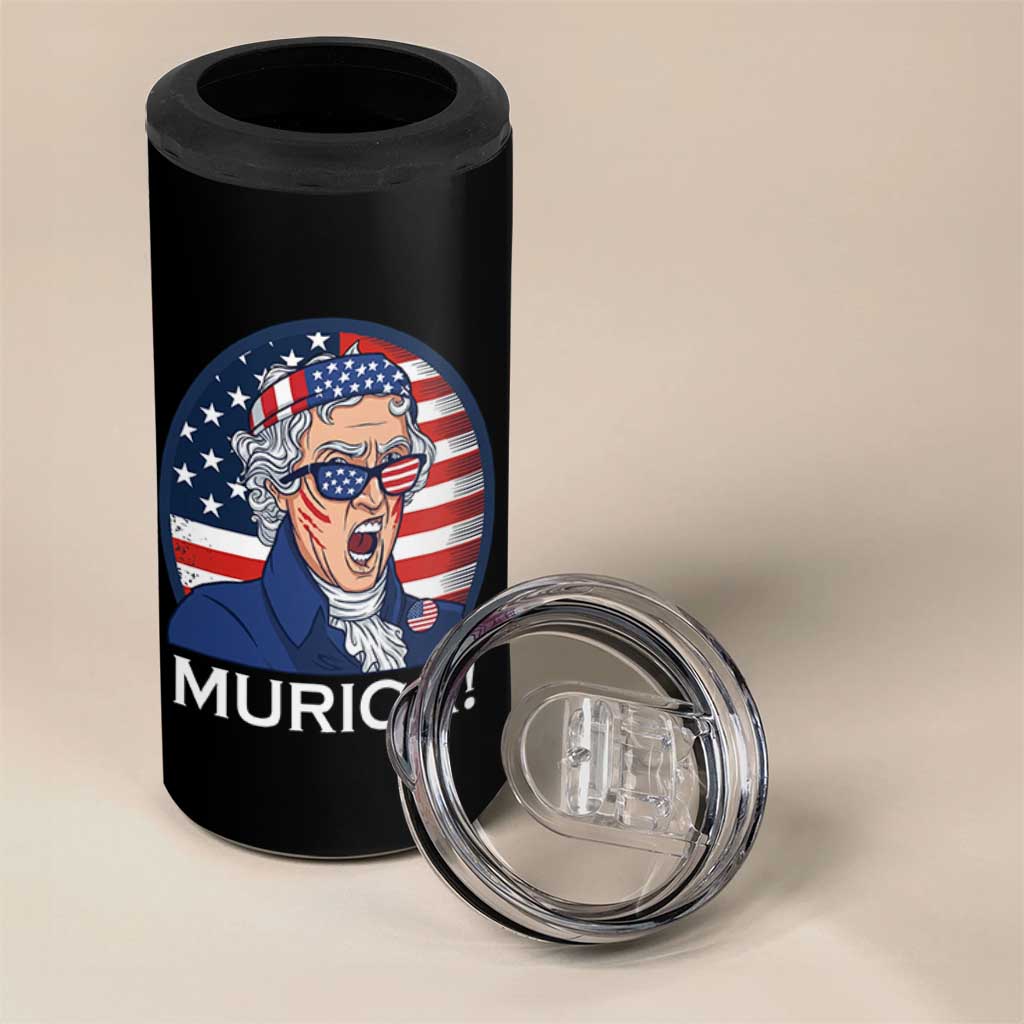 Funny Murica Thomas Jefferson 4 in 1 Can Cooler Tumbler Founding Father Gift