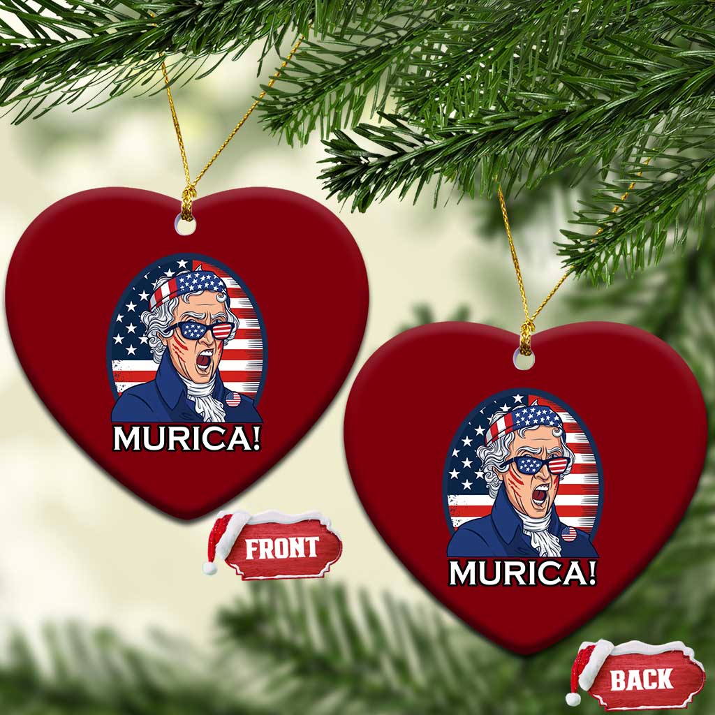 Funny Murica Thomas Jefferson Ceramic Ornament Founding Father Gift