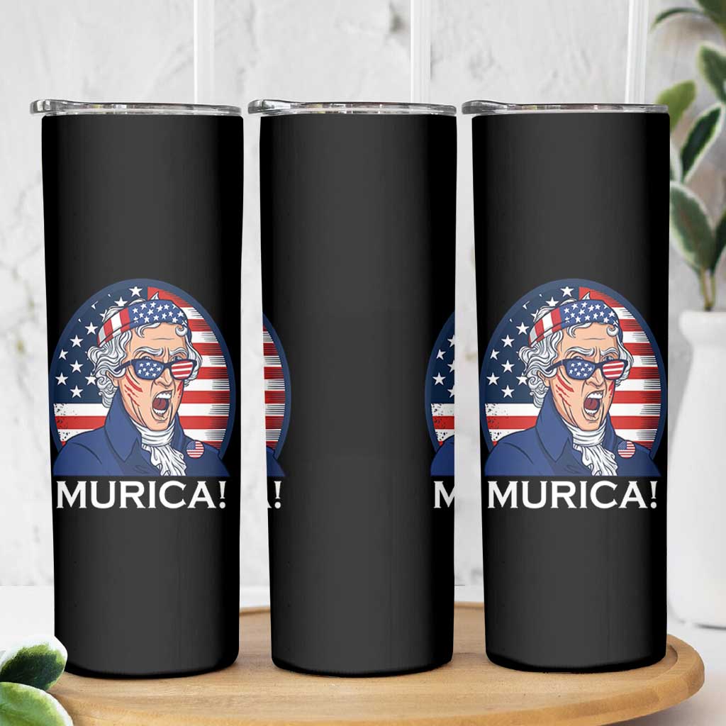 Funny Murica Thomas Jefferson Skinny Tumbler Founding Father Gift