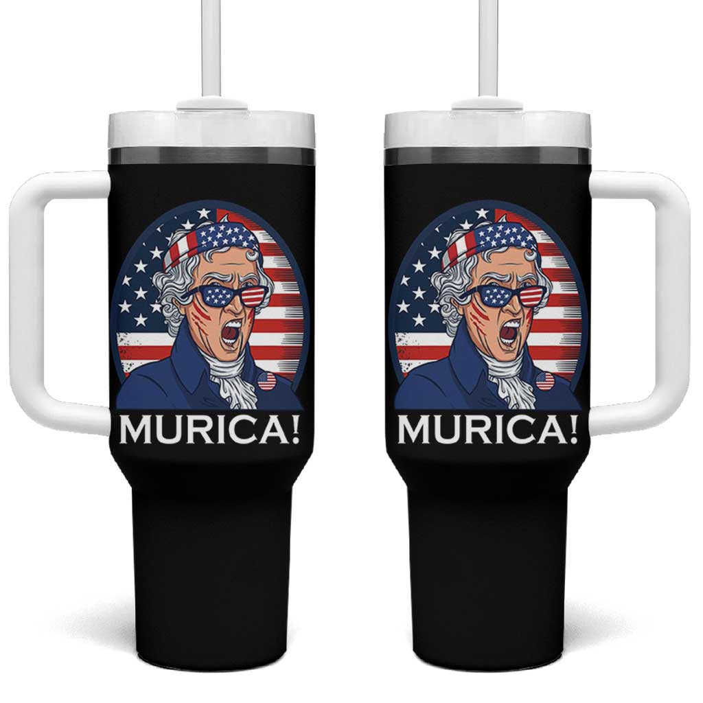 Funny Murica Thomas Jefferson Tumbler With Handle Founding Father Gift