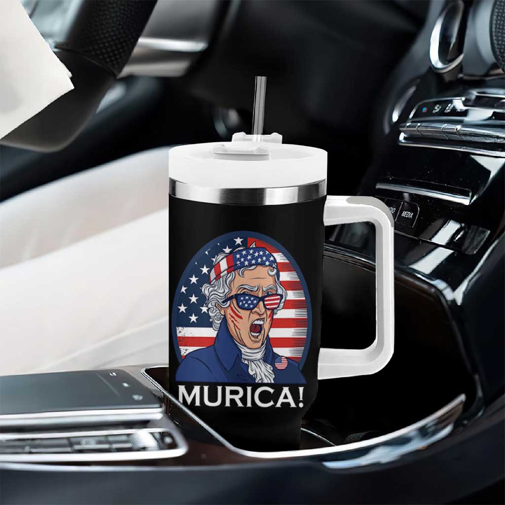 Funny Murica Thomas Jefferson Tumbler With Handle Founding Father Gift
