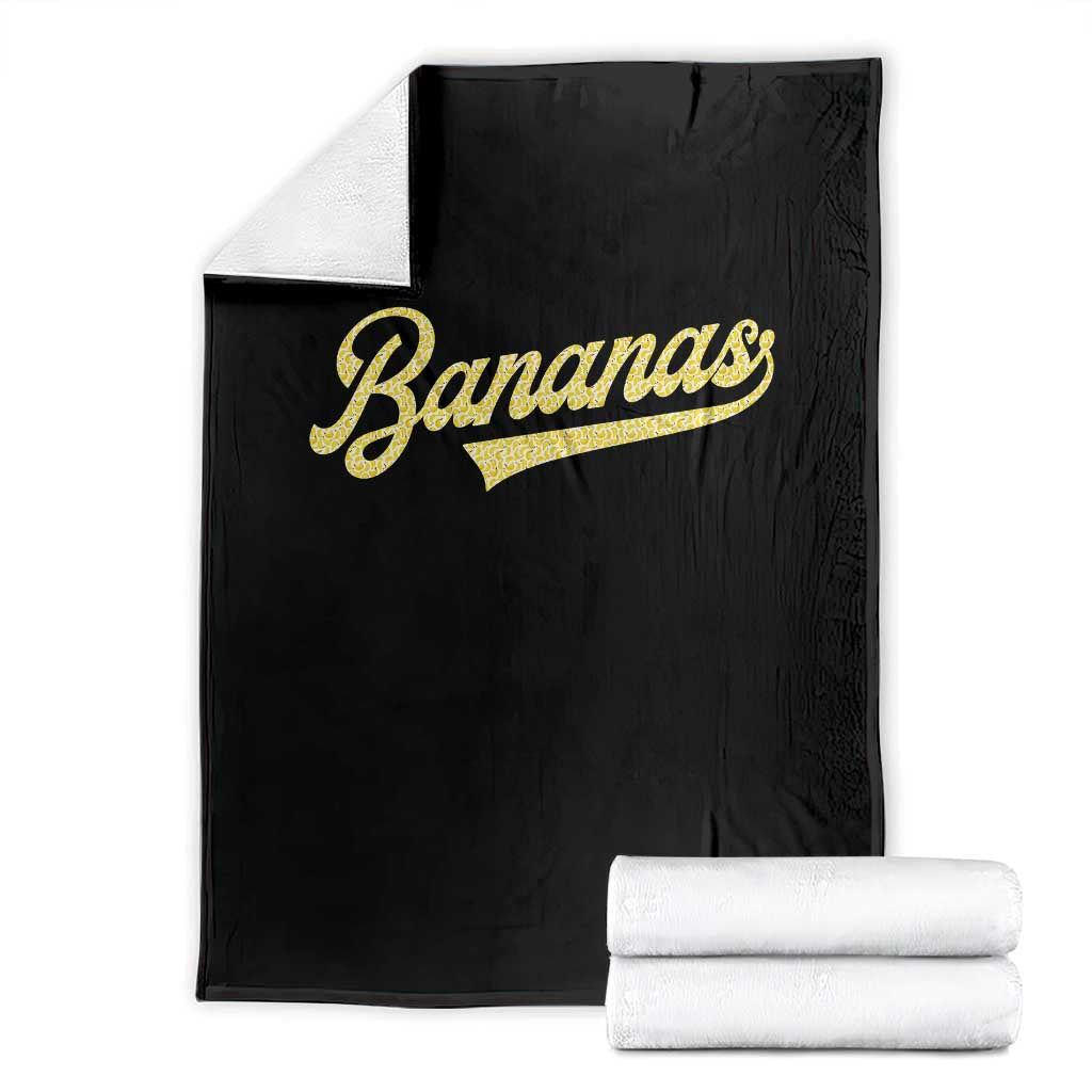 Funny Banana Pattern Typography Throw Blanket Retro Throwback Fruit Lover