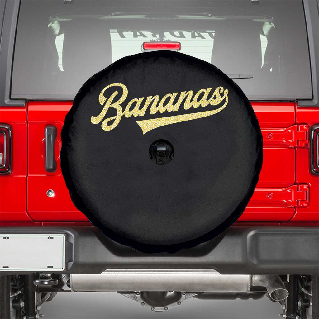 Funny Banana Pattern Typography Spare Tire Cover Retro Throwback Fruit Lover