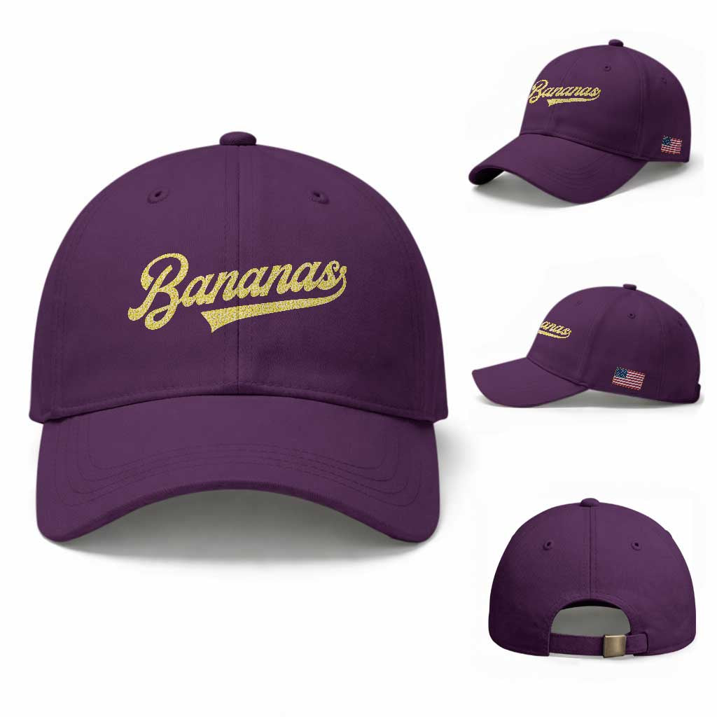 Funny Banana Pattern Typography Baseball Cap Retro Throwback Fruit Lover