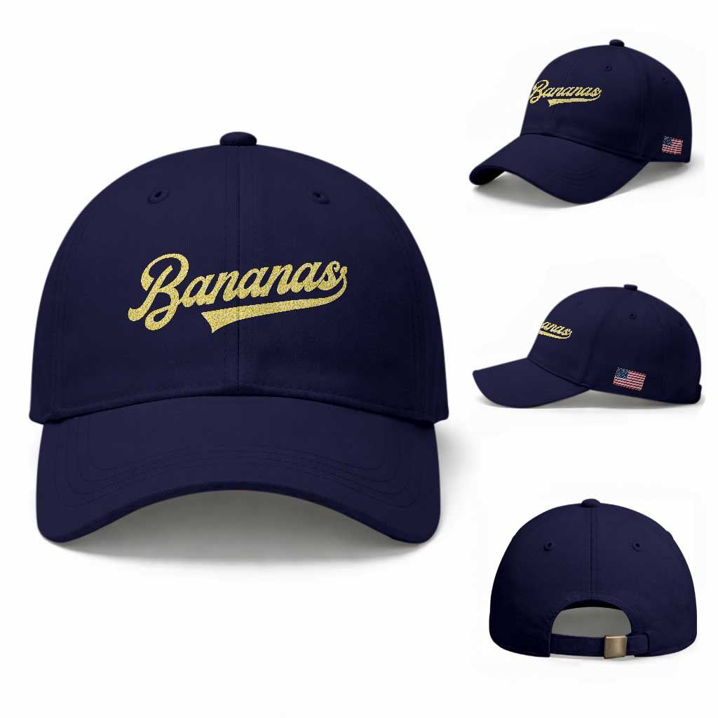 Funny Banana Pattern Typography Baseball Cap Retro Throwback Fruit Lover