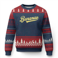 Funny Banana Pattern Typography Ugly Christmas Sweater Retro Throwback Fruit Lover