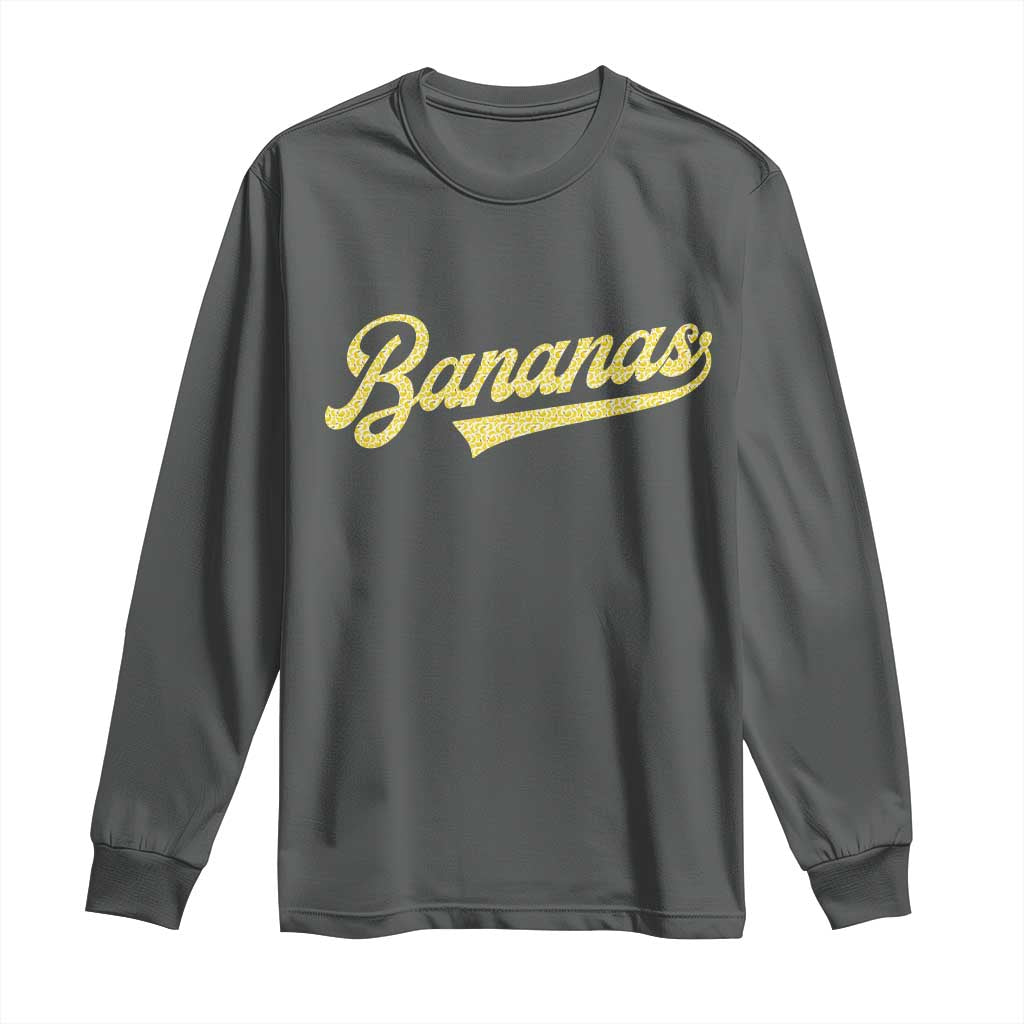 Funny Banana Pattern Typography Long Sleeve Shirt Retro Throwback Fruit Lover