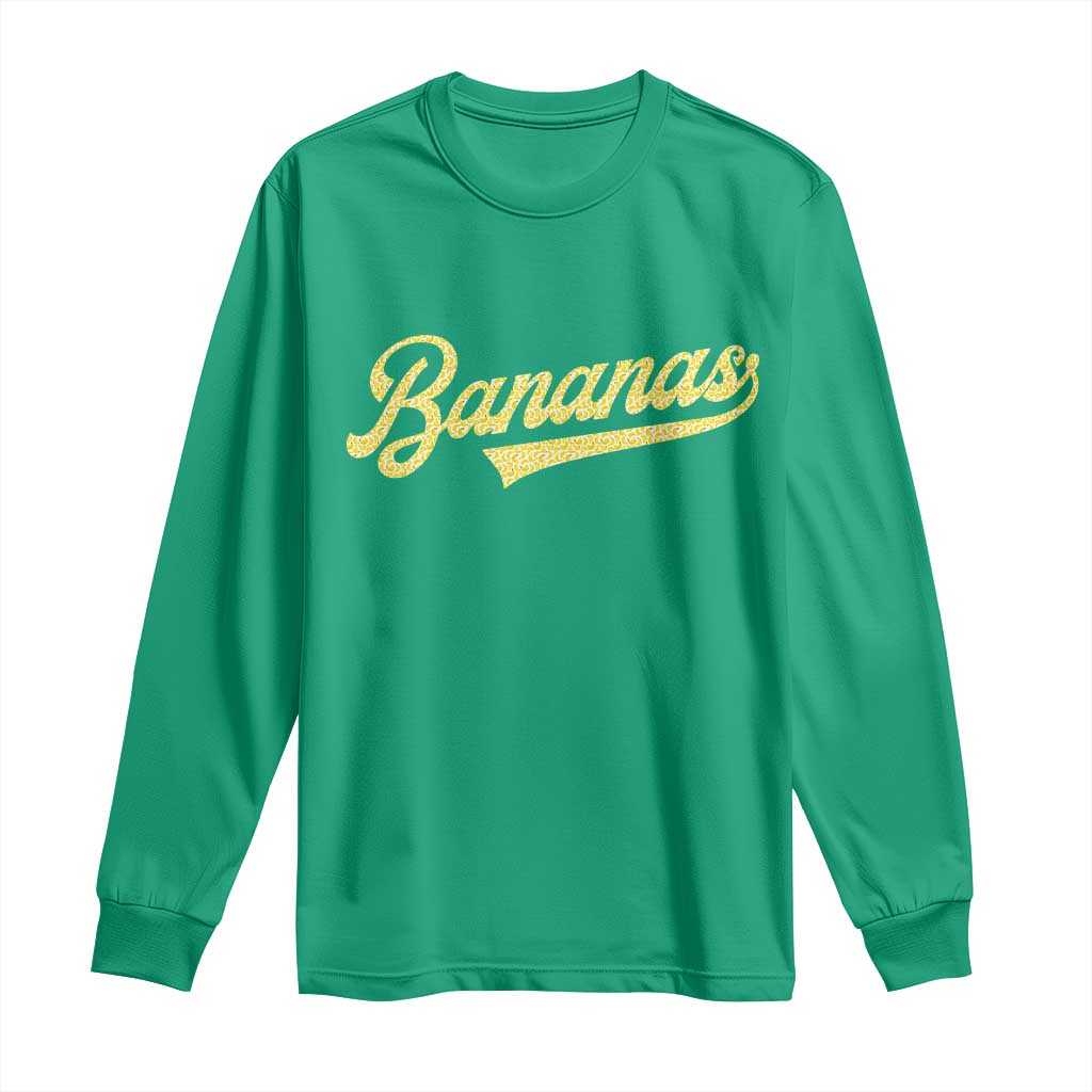 Funny Banana Pattern Typography Long Sleeve Shirt Retro Throwback Fruit Lover